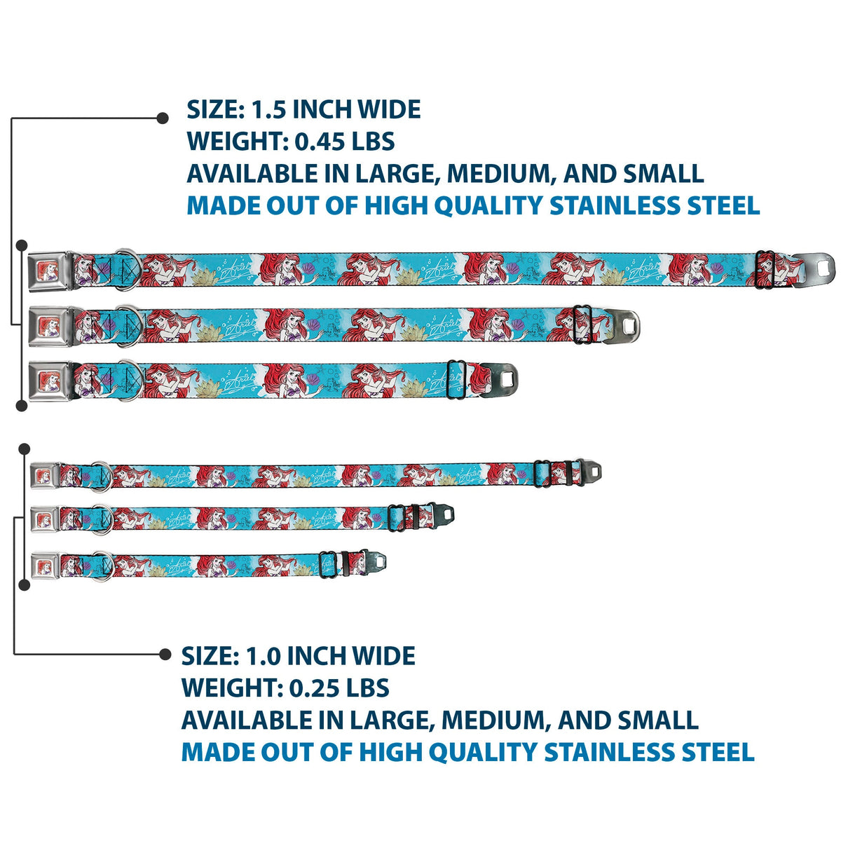 Ariel Face4 Full Color Pink Blue Seatbelt Buckle Collar - ARIEL Sketch Poses Blues/Lavender