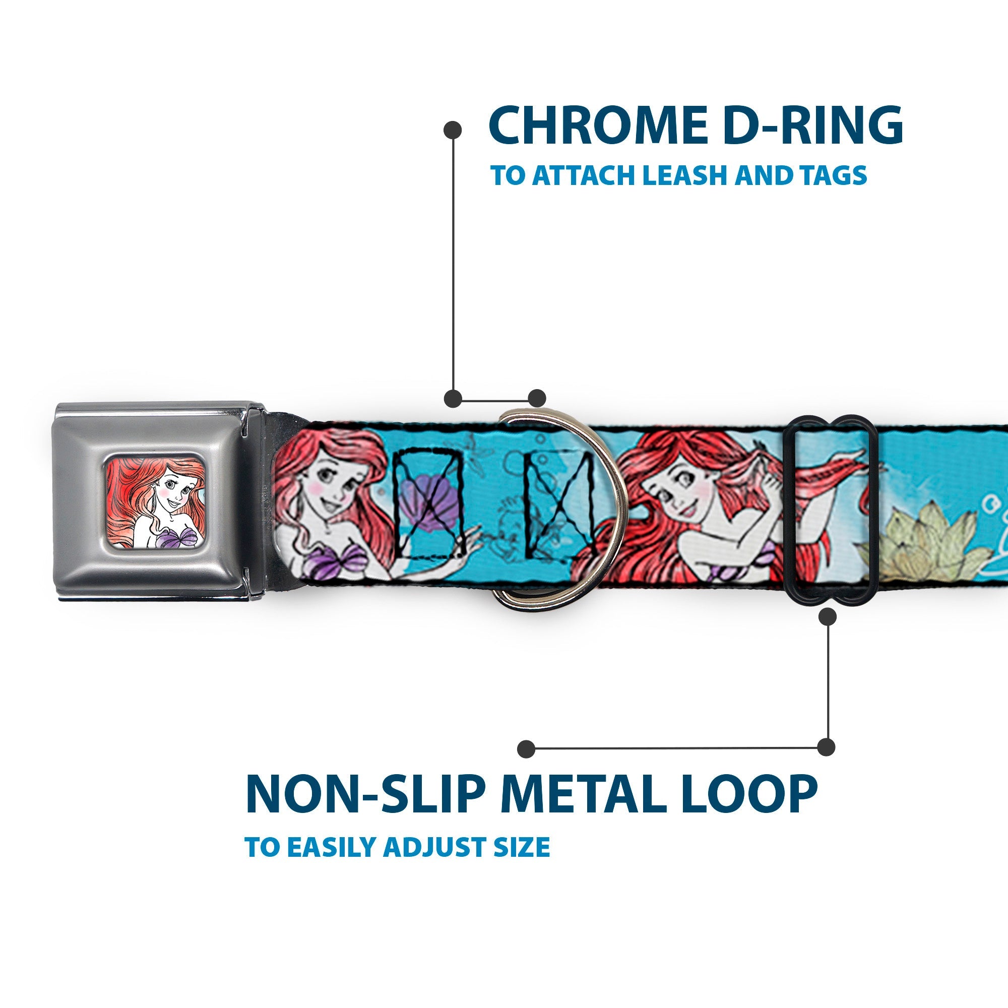 Ariel Face4 Full Color Pink Blue Seatbelt Buckle Collar - ARIEL Sketch Poses Blues/Lavender