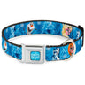 FROZEN Logo Full Color Blues Seatbelt Buckle Collar - Frozen Character Poses Blues