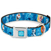 FROZEN Logo Full Color Blues Seatbelt Buckle Collar - Frozen Character Poses Blues