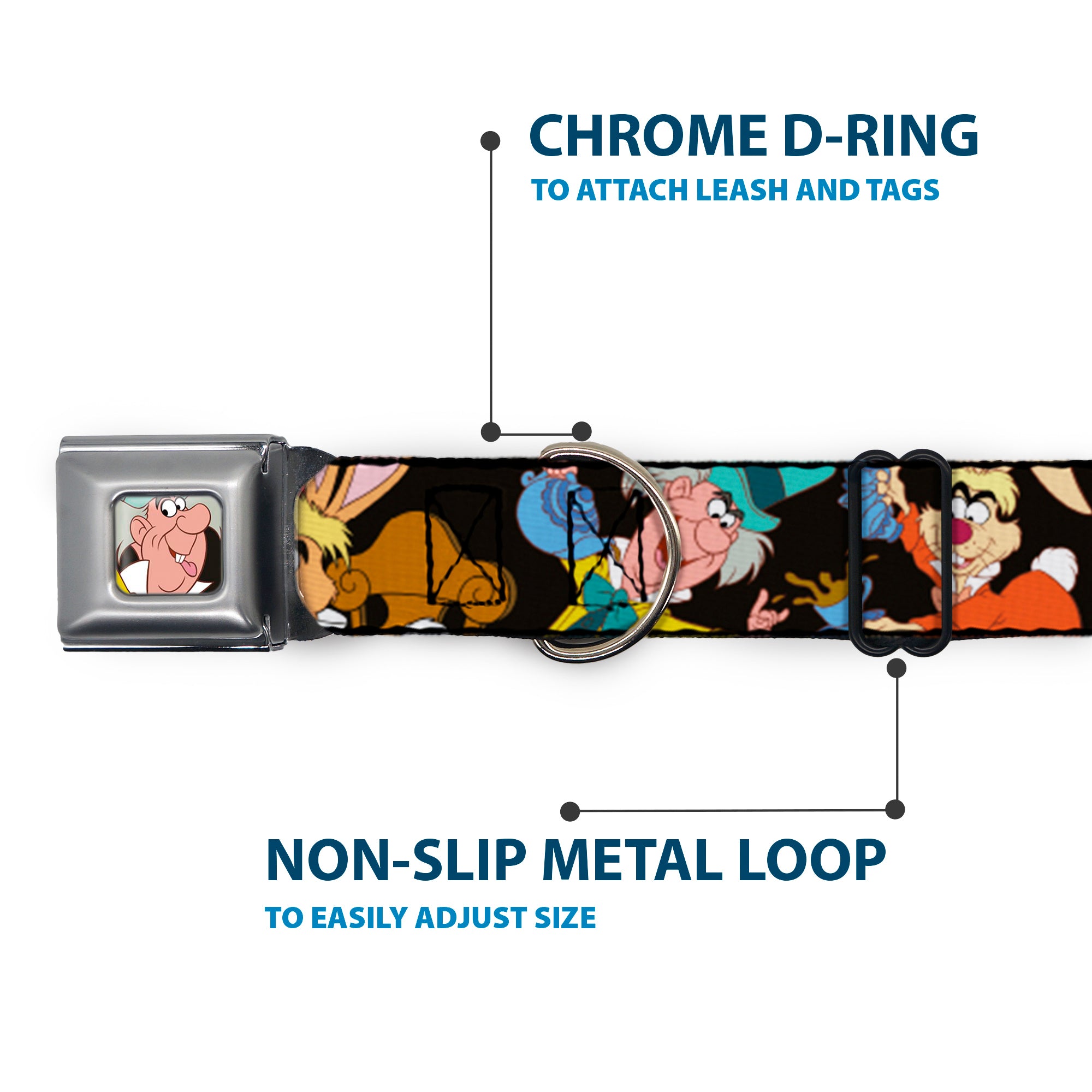 Mad Hatter Face Full Color Seatbelt Buckle Collar - Mad Hatters Tea Party Poses