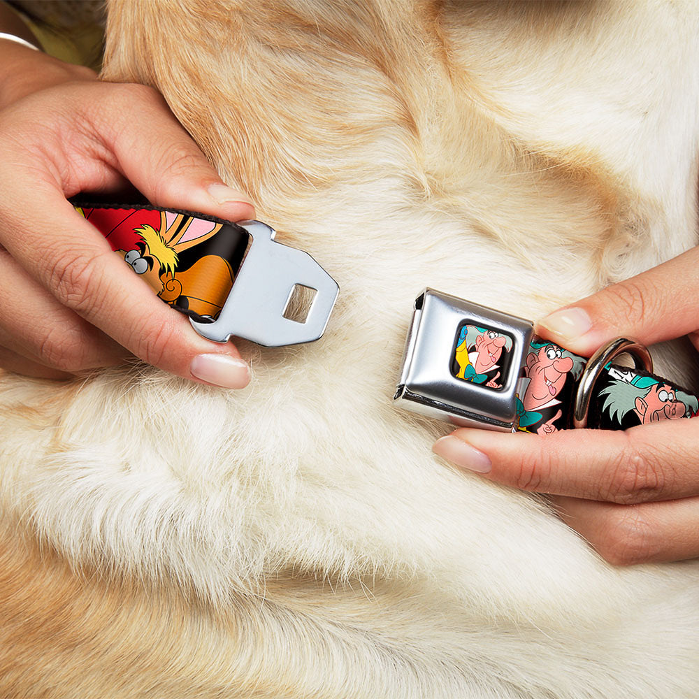 Mad Hatter Face Full Color Seatbelt Buckle Collar - Mad Hatters Tea Party Poses