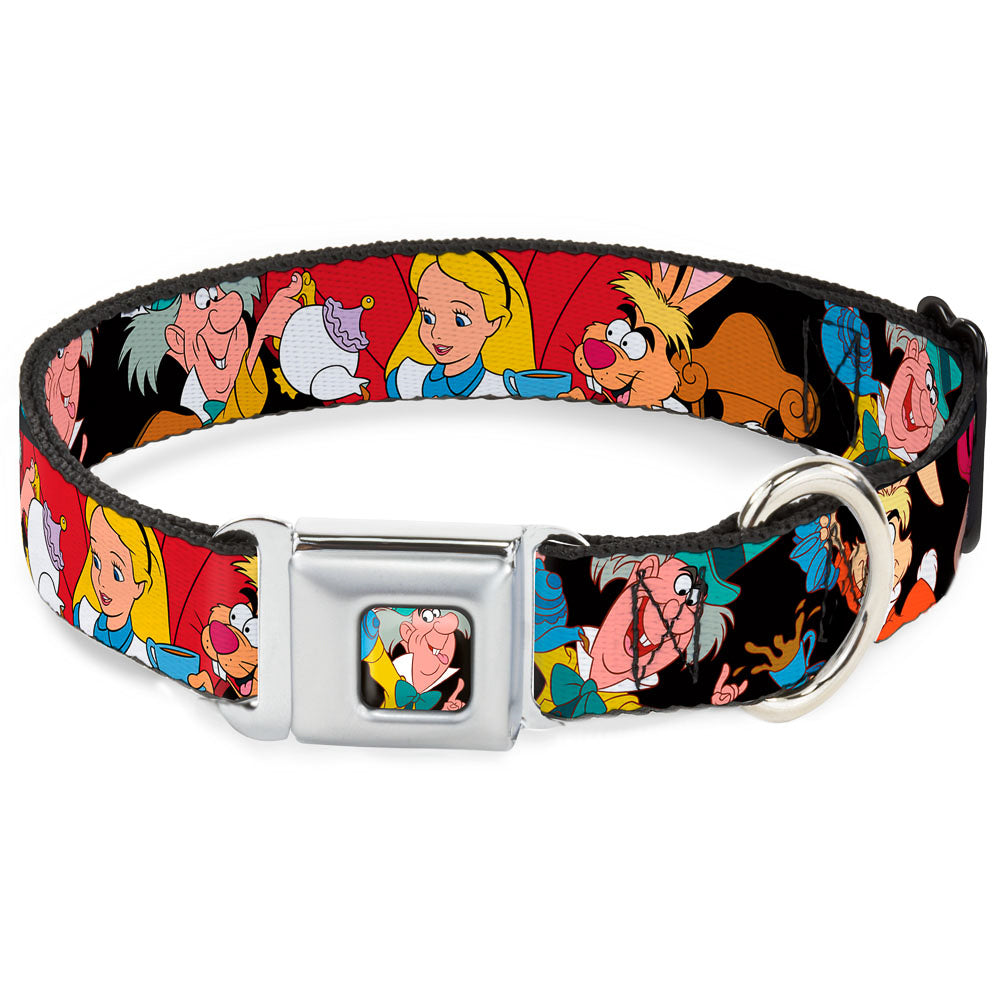 Mad Hatter Face Full Color Seatbelt Buckle Collar - Mad Hatters Tea Party Poses