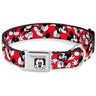 Mickey Mouse Face2 CLOSE-UP Full Color Red Black White Seatbelt Buckle Collar - Mickey Mouse Poses Scattered Red/Black/White