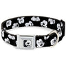 Mickey Mouse Face2 CLOSE-UP Full Color Black White Seatbelt Buckle Collar - Mickey Mouse Expressions Scattered Black/White
