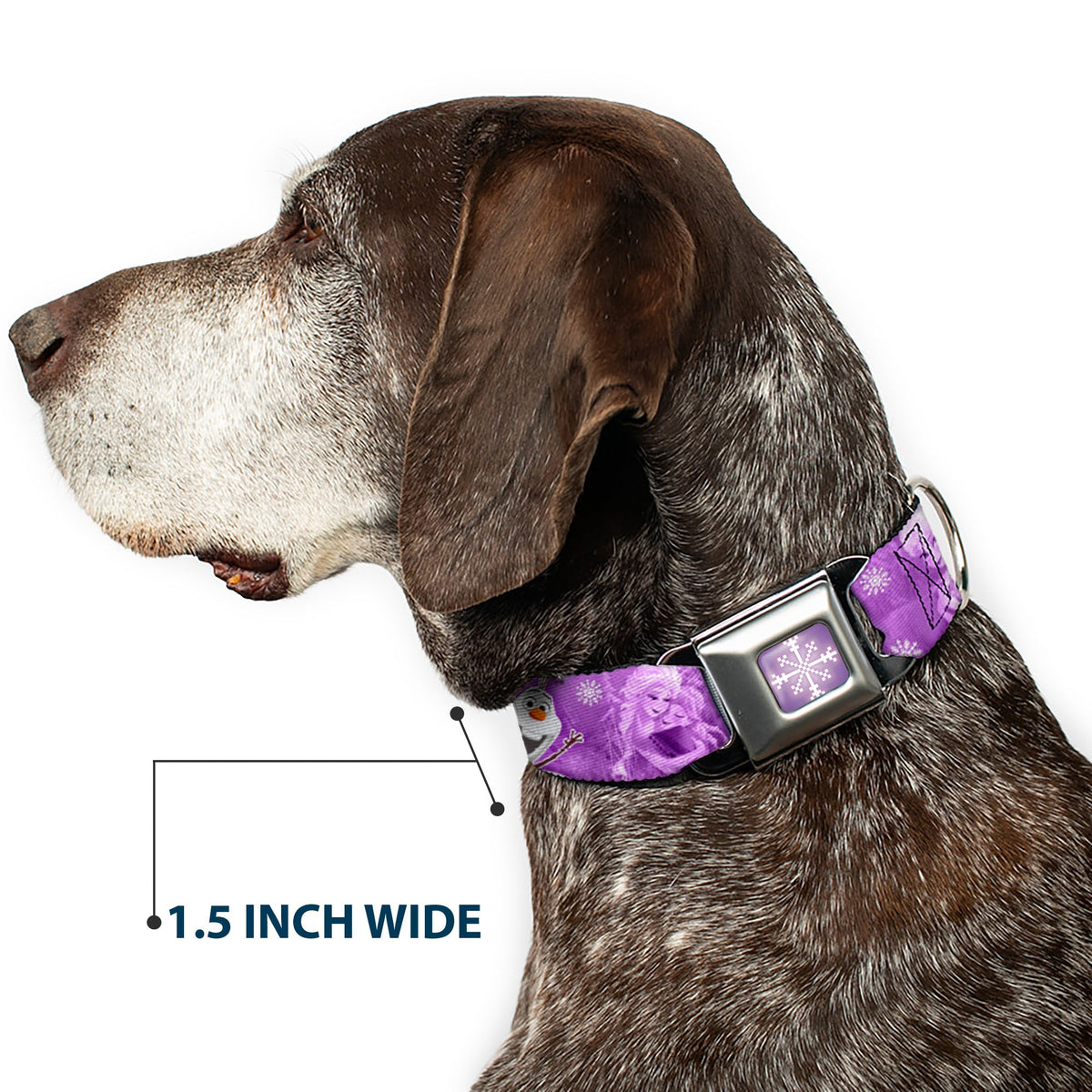Snowflake Full Color Purple White Seatbelt Buckle Collar - Frozen Anna/Elsa/Olaf Poses/Scenes Purples