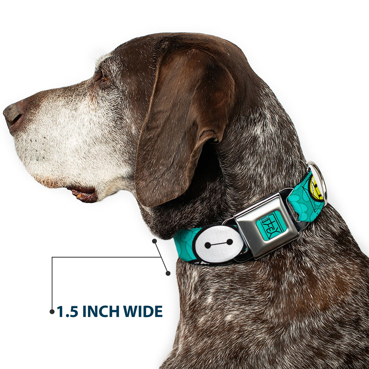 BAYMAX Hanko Full Color Turquoise Black Seatbelt Buckle Collar - Baymax/Mood Expressions/Baymax Scattered Turquoise