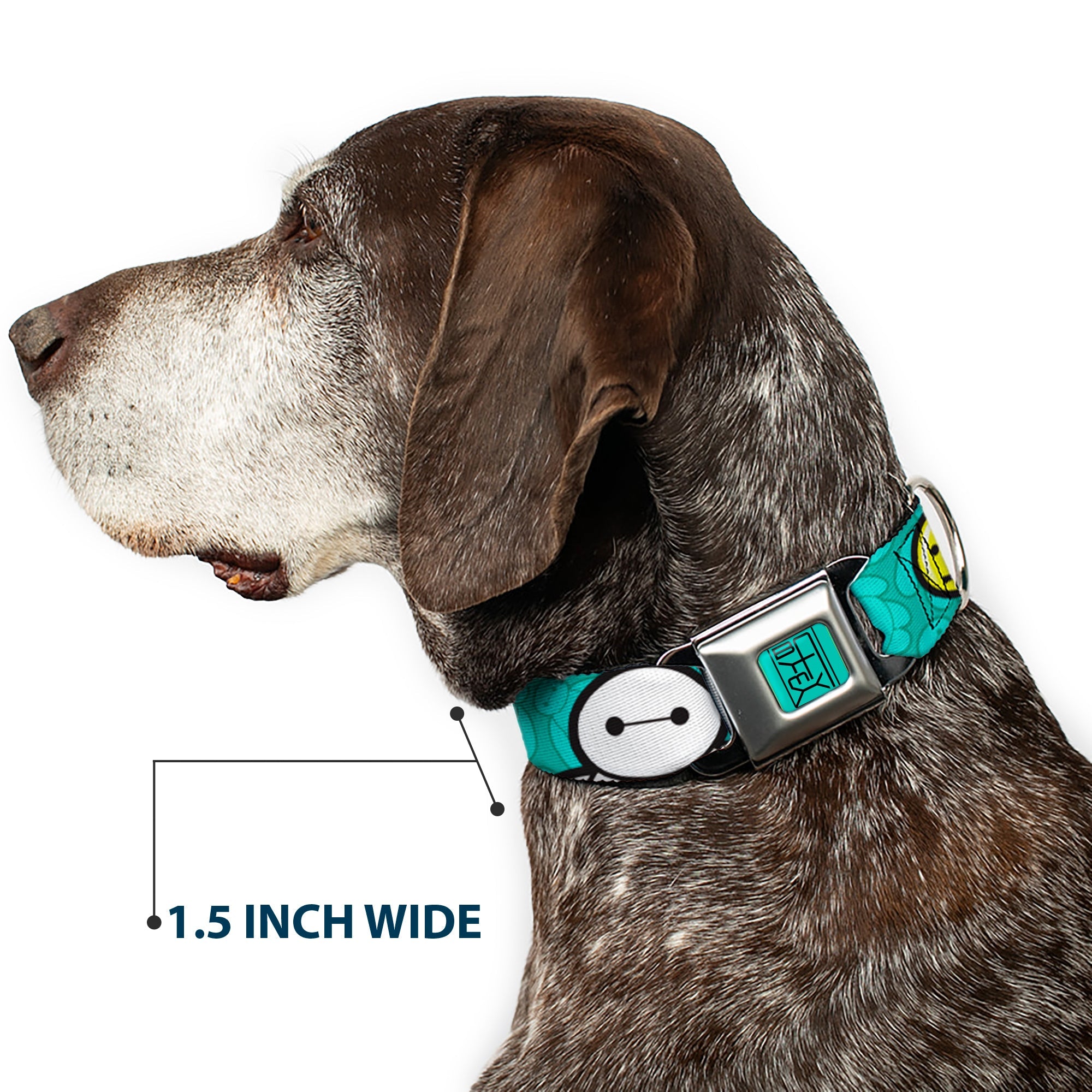 BAYMAX Hanko Full Color Turquoise Black Seatbelt Buckle Collar - Baymax/Mood Expressions/Baymax Scattered Turquoise