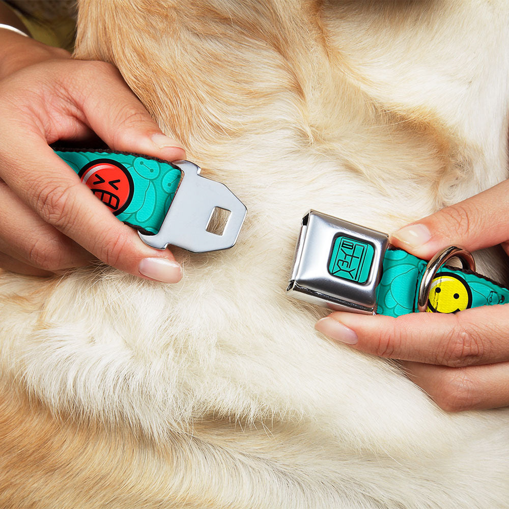 BAYMAX Hanko Full Color Turquoise Black Seatbelt Buckle Collar - Baymax/Mood Expressions/Baymax Scattered Turquoise