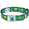 BAYMAX Hanko Full Color Turquoise Black Seatbelt Buckle Collar - Baymax/Mood Expressions/Baymax Scattered Turquoise