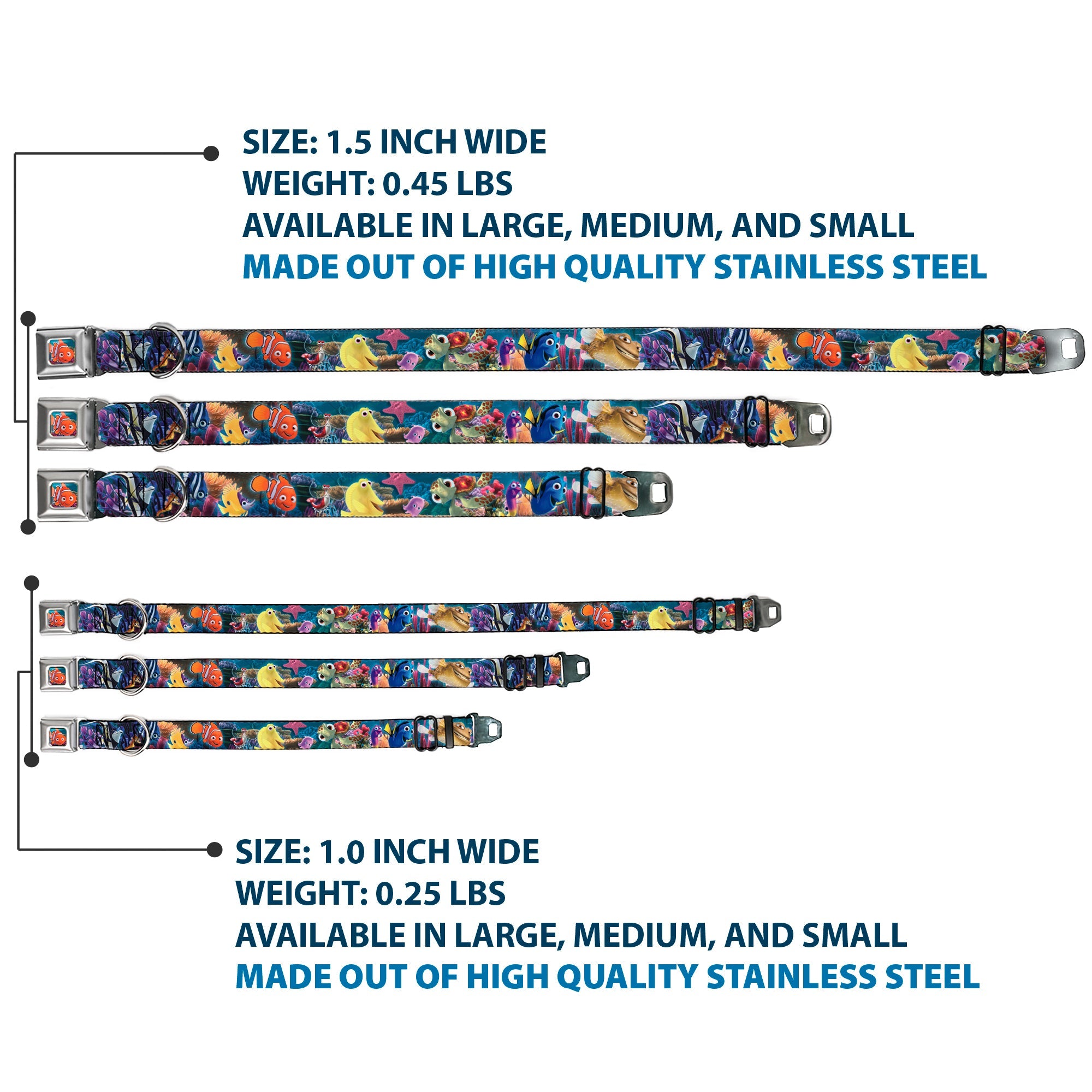 Nemo Smiling Full Color Seatbelt Buckle Collar - Nemo & Friends Group