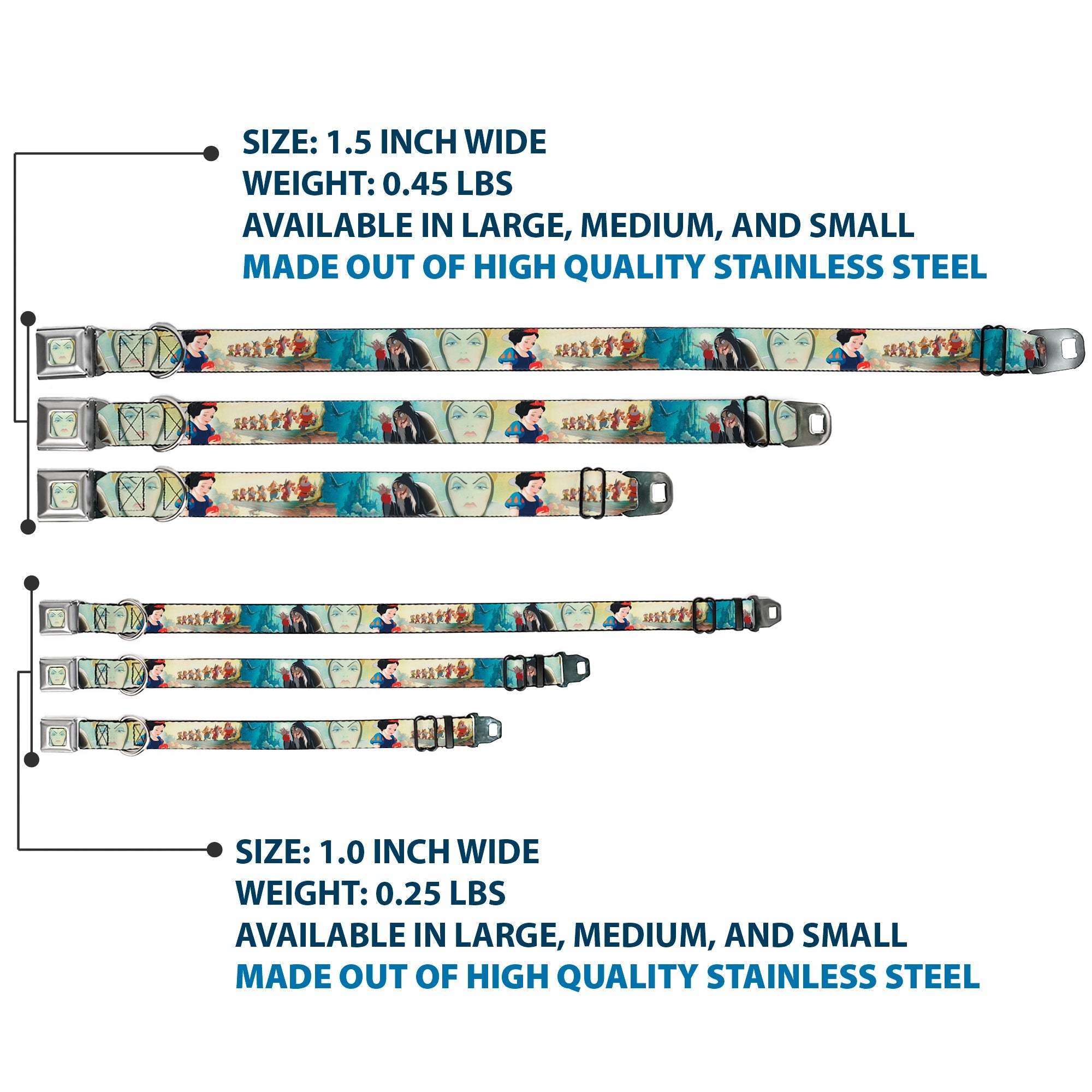 Evil Queen Face CLOSE-UP Full Color Seatbelt Buckle Collar - Snow White/Dwarves/Old Witch/Evil Queen Scenes