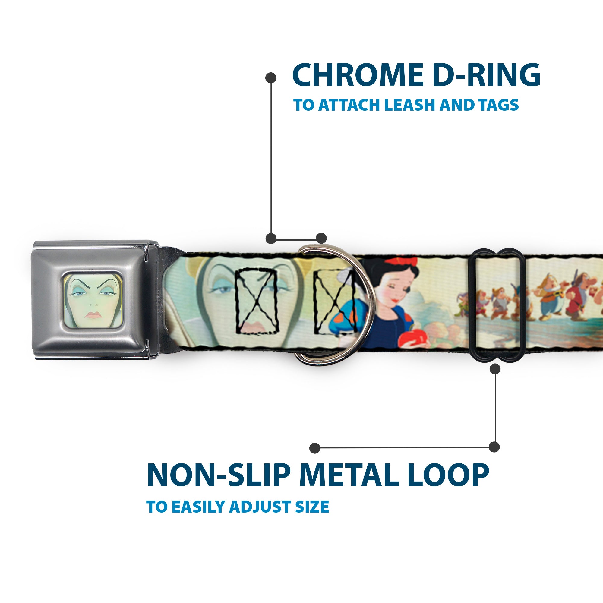 Evil Queen Face CLOSE-UP Full Color Seatbelt Buckle Collar - Snow White/Dwarves/Old Witch/Evil Queen Scenes