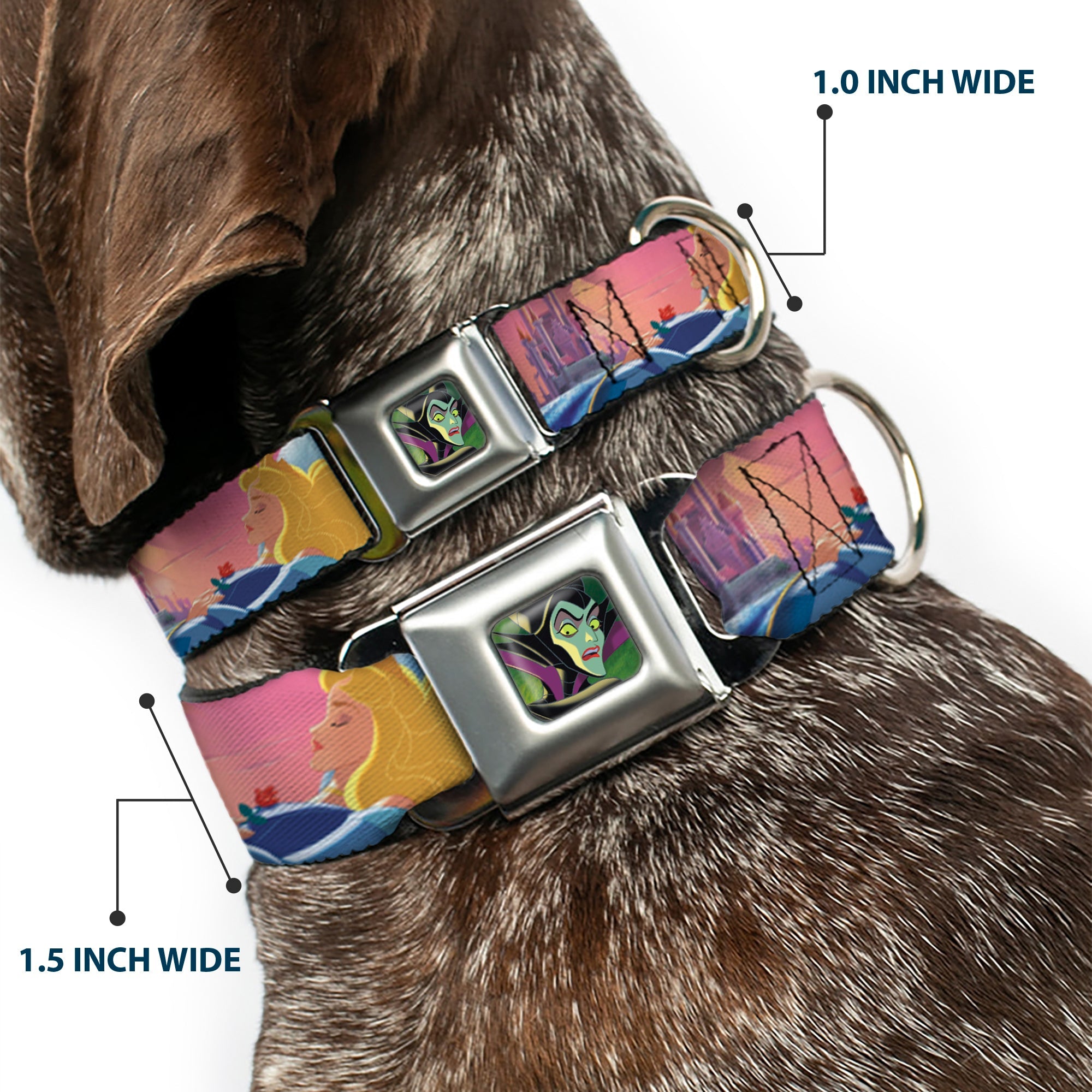 Maleficent Face3 Full Color Green Fade Seatbelt Buckle Collar - Sleeping Beauty & Maleficent/Maleficent Dragon Scenes