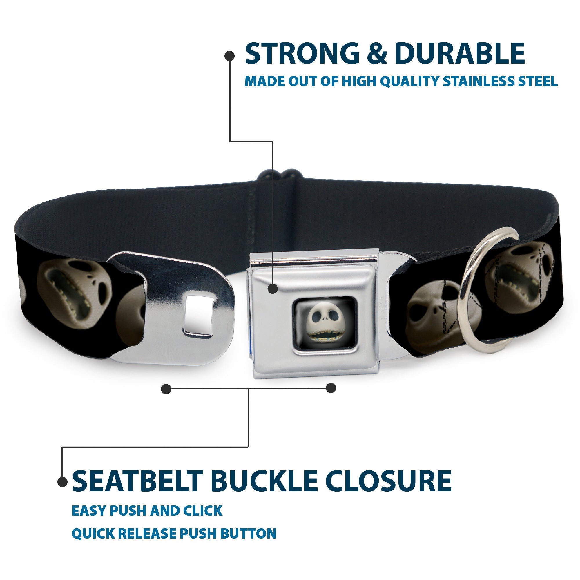 Jack Expression12 Full Color Seatbelt Buckle Collar - Jack 10-Expressions Staggered Black