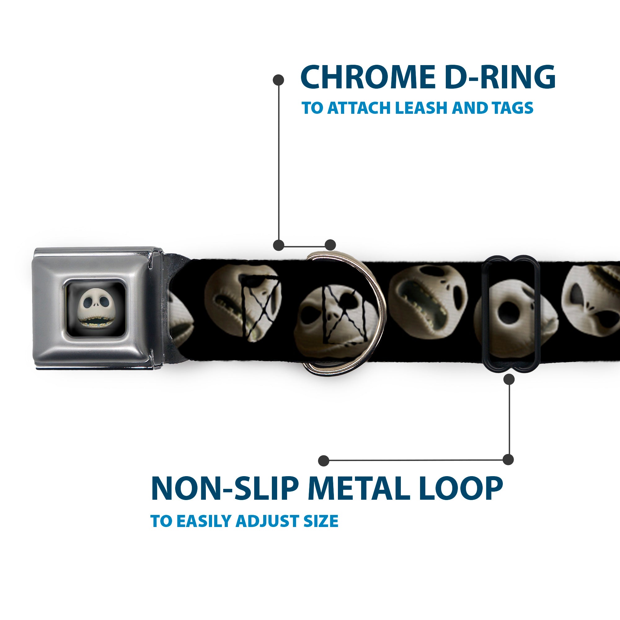 Jack Expression12 Full Color Seatbelt Buckle Collar - Jack 10-Expressions Staggered Black