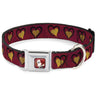 Alice in Wonderland Queen Face Full Color Red Seatbelt Buckle Collar - Alice in Wonderland Queens Hearts Reds/Black/Gold