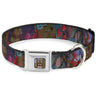 Beast Face CLOSE-UP Full Color Seatbelt Buckle Collar - Beast 4-Scenes/Roses