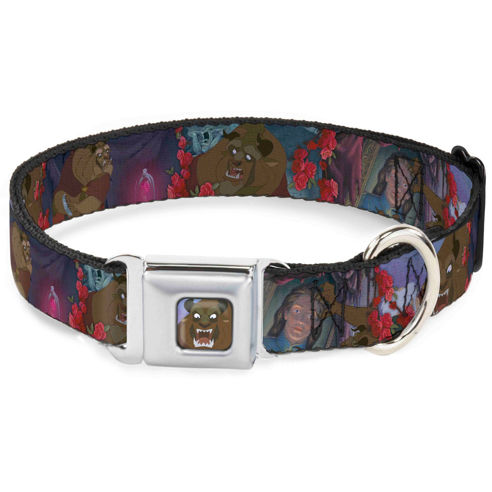 Beast Face CLOSE-UP Full Color Seatbelt Buckle Collar - Beast 4-Scenes/Roses