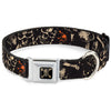 Pirates of The Caribbean Dead Men Tell No Tales Skull Icon Full Color Black Seatbelt Buckle Collar - Pirates Skulls Scattered/Splatter Black/Tan/Red