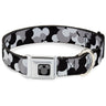 Mickey Mouse Head Silhouette Black Silver Seatbelt Buckle Collar - Mickey Mouse Head Stacked Black/Grays