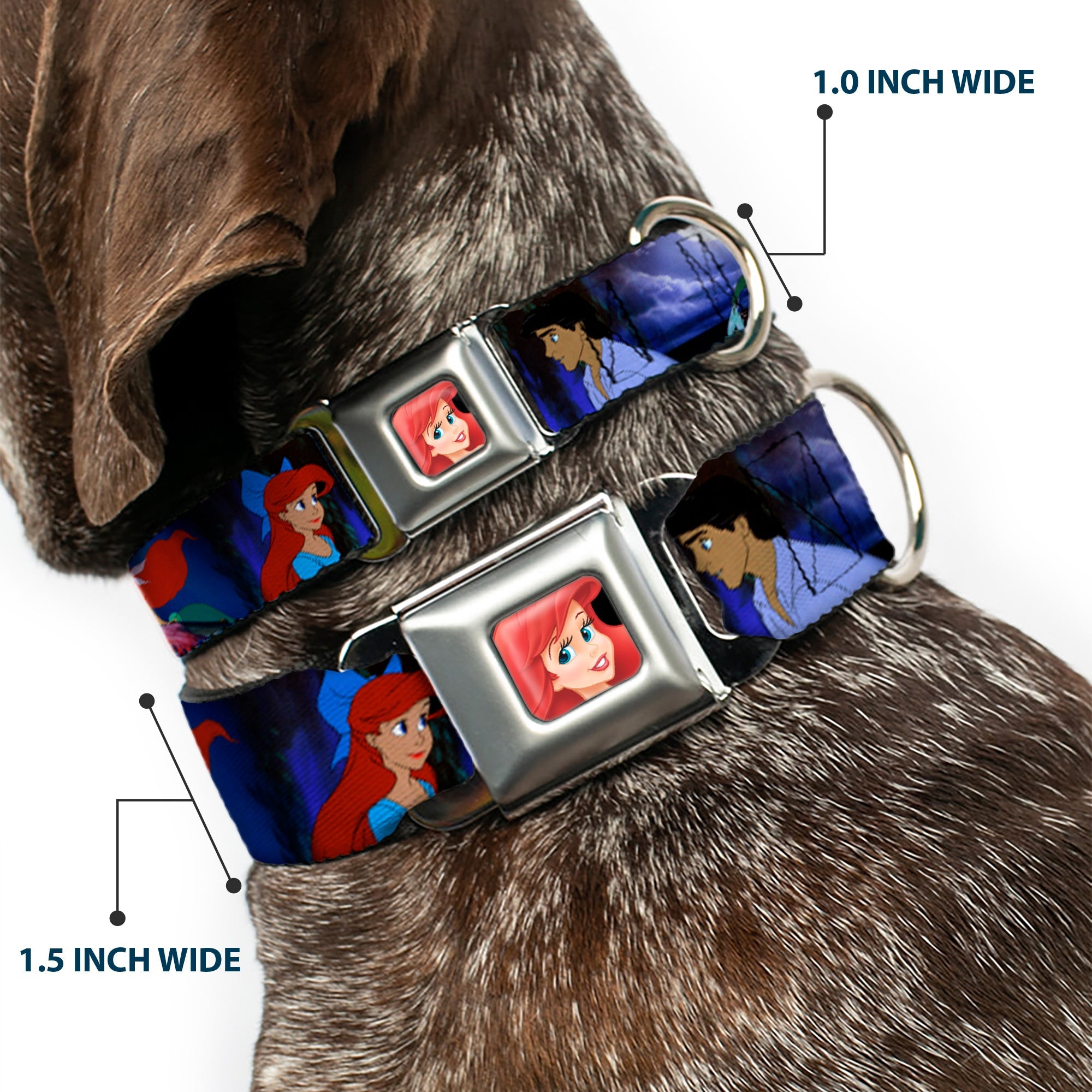 Ariel CLOSE-UP Full Color Seatbelt Buckle Collar - The Little Mermaid Ariel & Eric Scenes