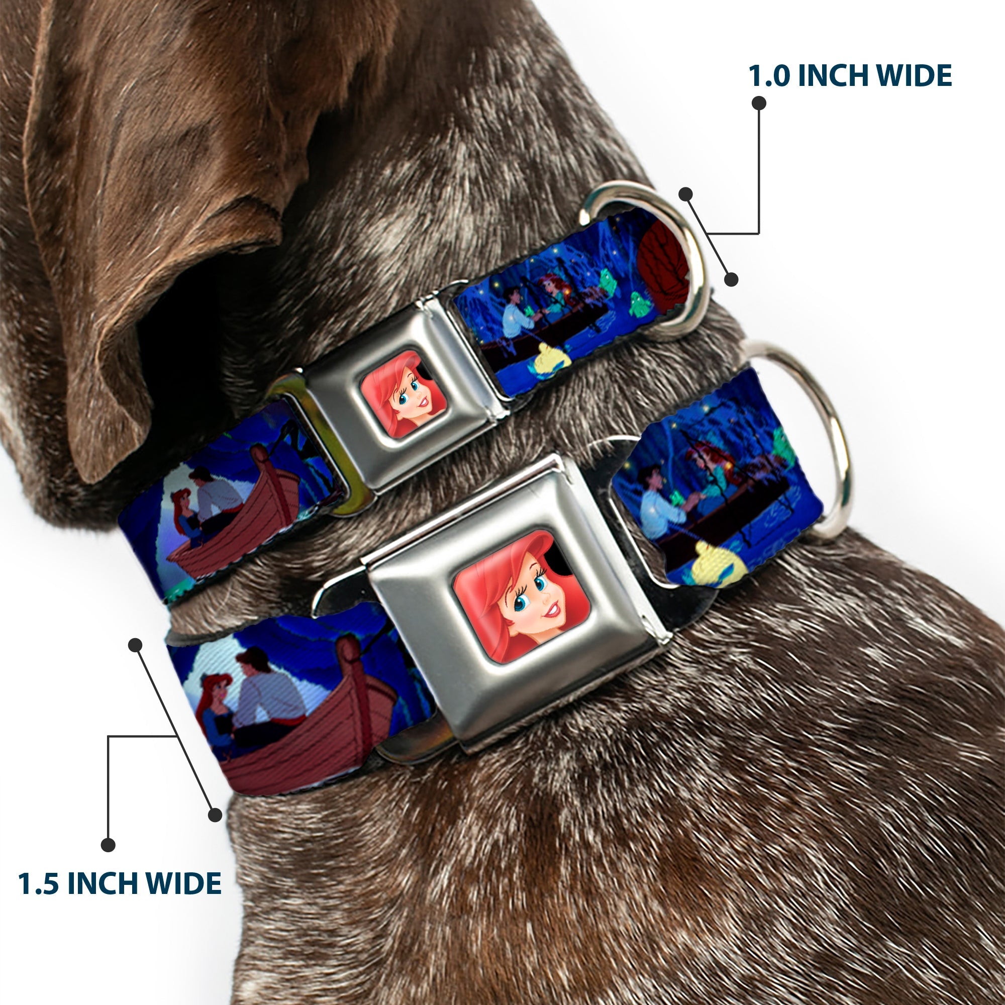 Ariel CLOSE-UP Full Color Seatbelt Buckle Collar - The Little Mermaid Ariel & Eric Boat Scenes