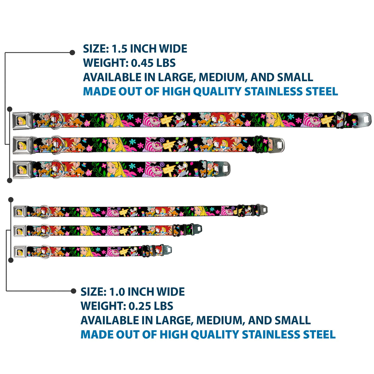 Alice CLOSE-UP Full Color Seatbelt Buckle Collar - Alices Encounters in Wonderland