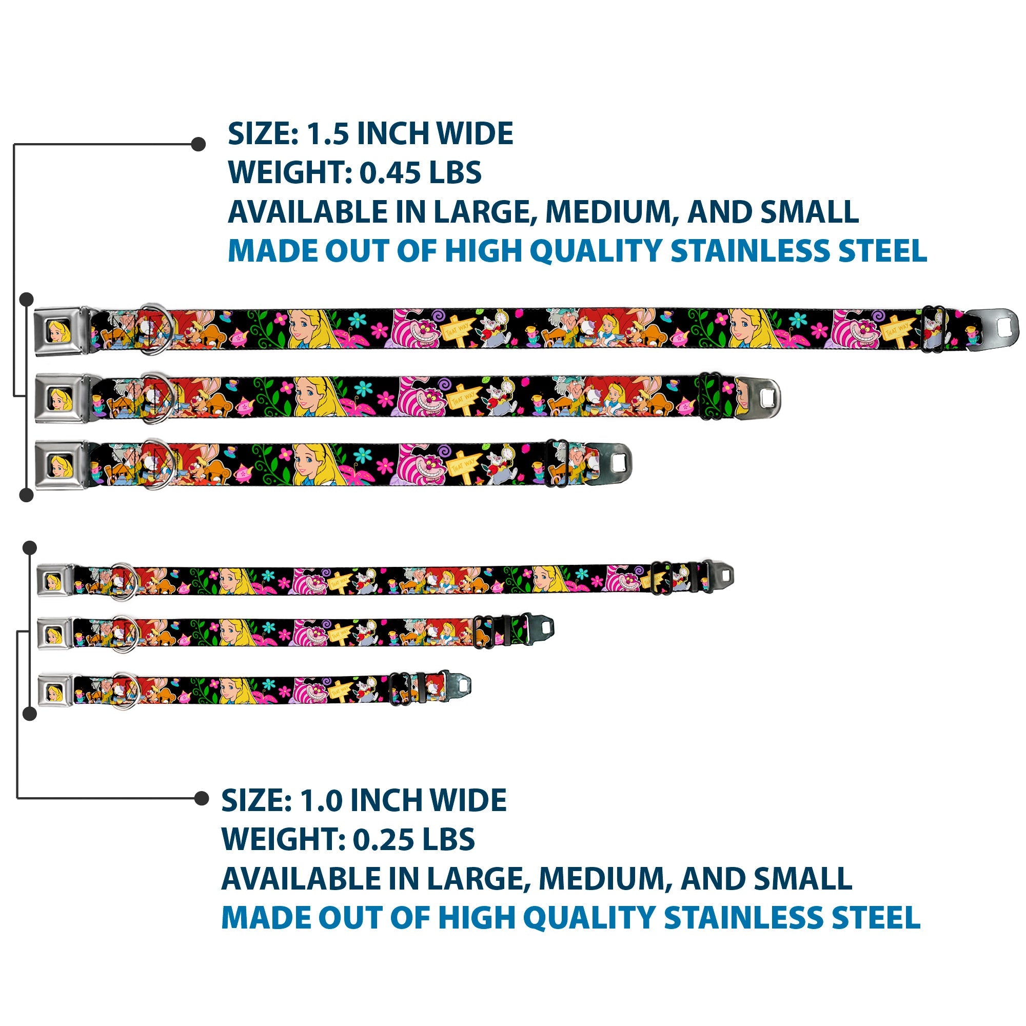 Alice CLOSE-UP Full Color Seatbelt Buckle Collar - Alices Encounters in Wonderland