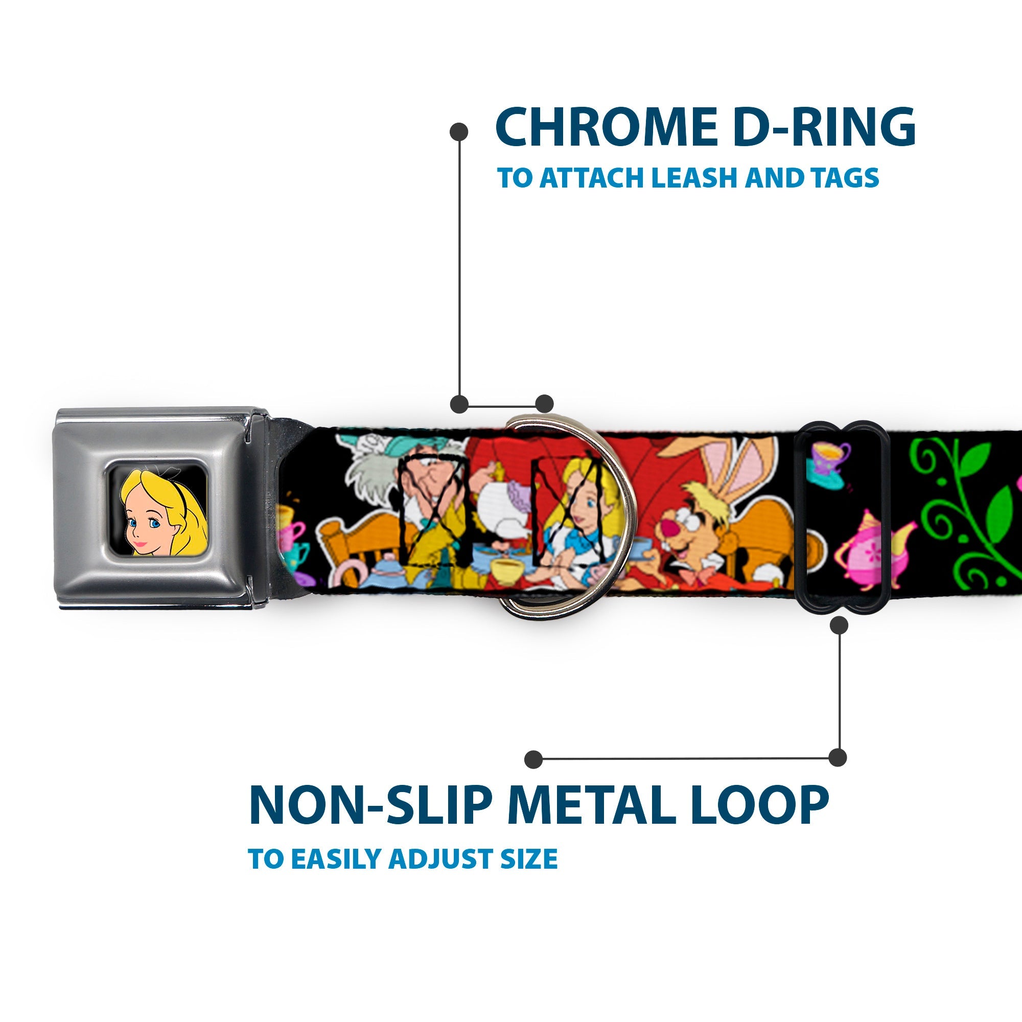 Alice CLOSE-UP Full Color Seatbelt Buckle Collar - Alices Encounters in Wonderland