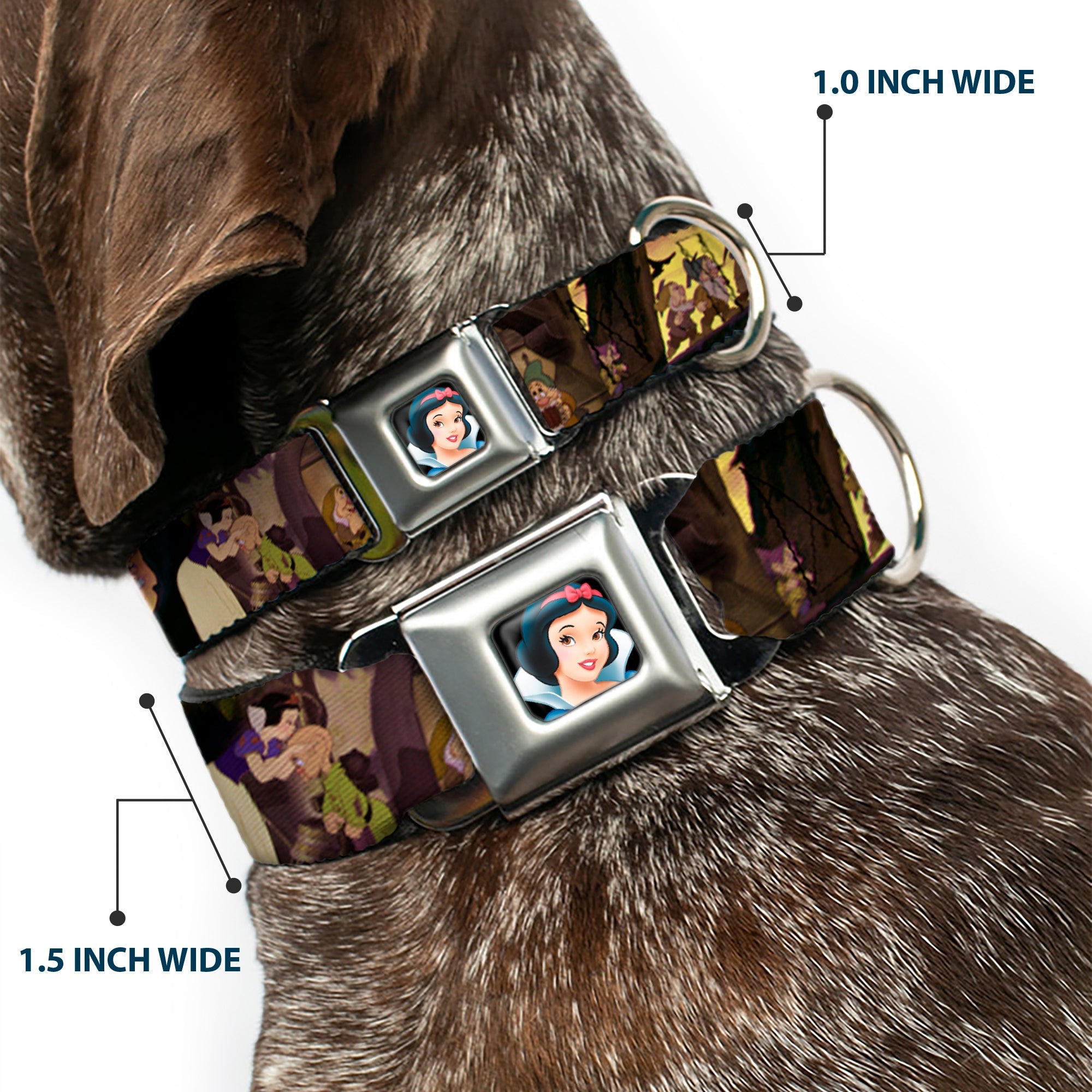 Snow White Full Color Black Seatbelt Buckle Collar - Snow White & the Seven Dwarfs Scenes