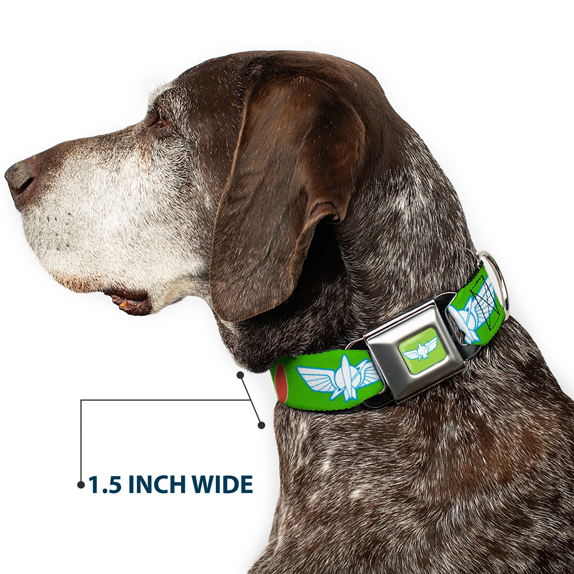 Toy Story Buzz Lightyear Space Ranger Wings Icon Full Color Green/Blue/White Seatbelt Buckle Collar - Toy Story Buzz Lightyear Bounding Space Ranger Logo/Buttons Green/White/Blue/Red