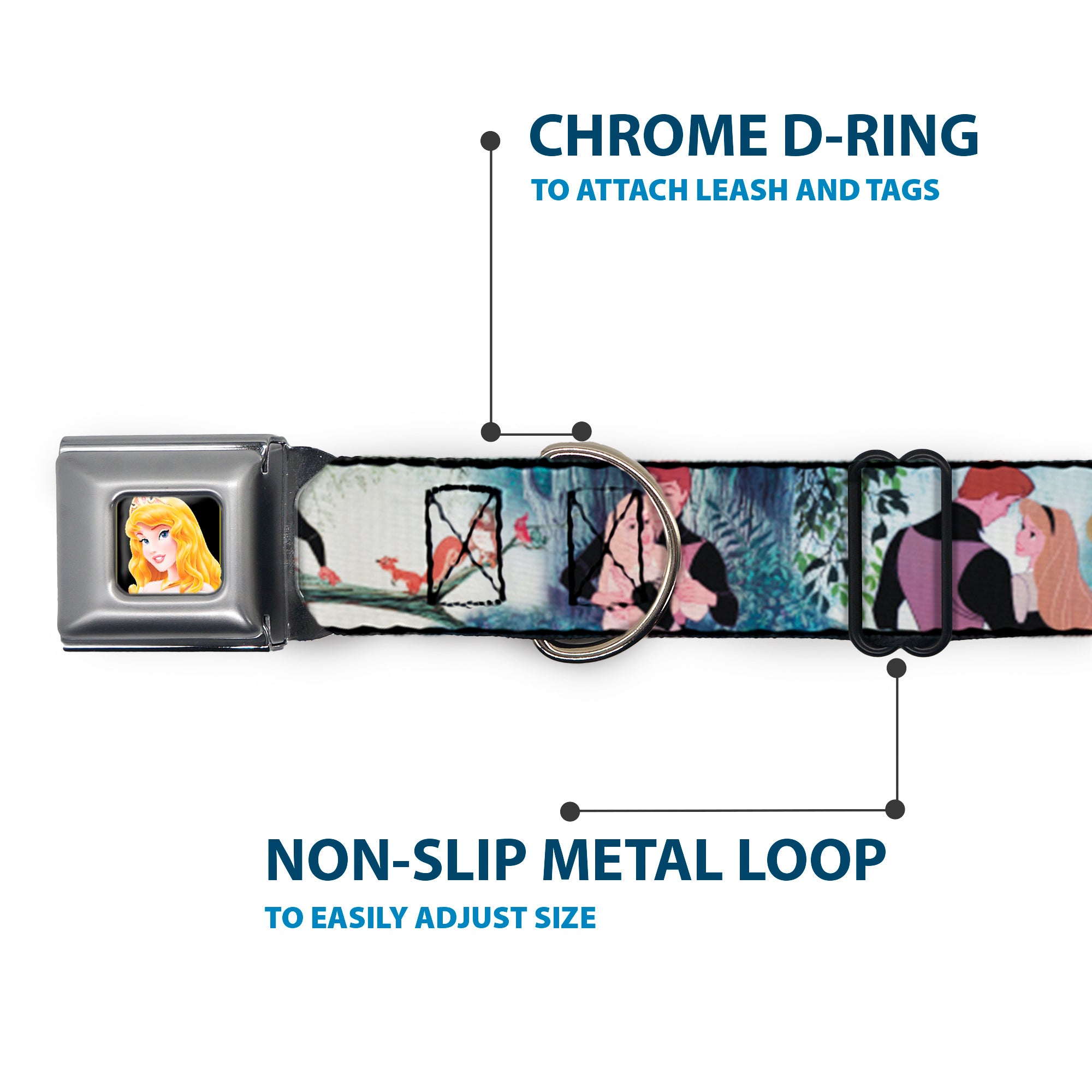 Sleeping Beauty Full Color Seatbelt Buckle Collar - Sleeping Beauty Woods Scenes