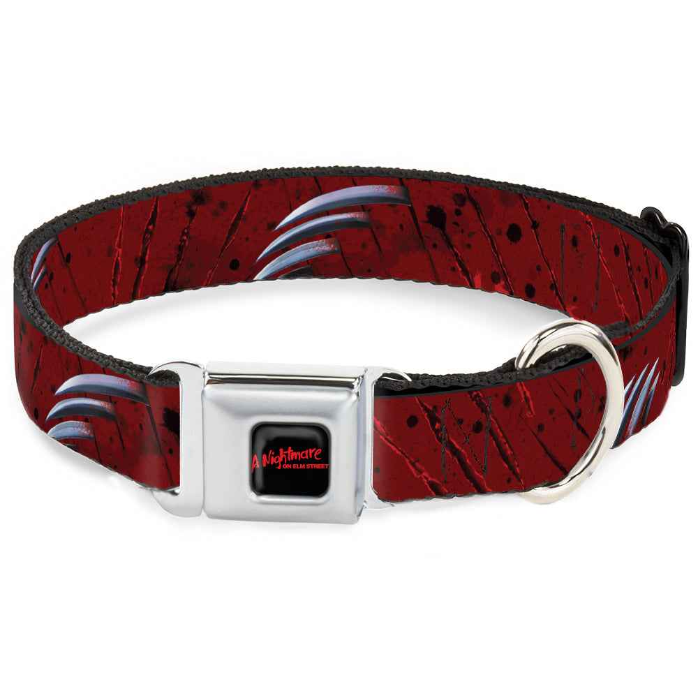 Buckle-Down A Nightmare On Elm Street Black/Blood Splatter Reds & Street/Freddys Hand Scratching Reds/Black/Gray Seatbelt Buckle Dog Collar