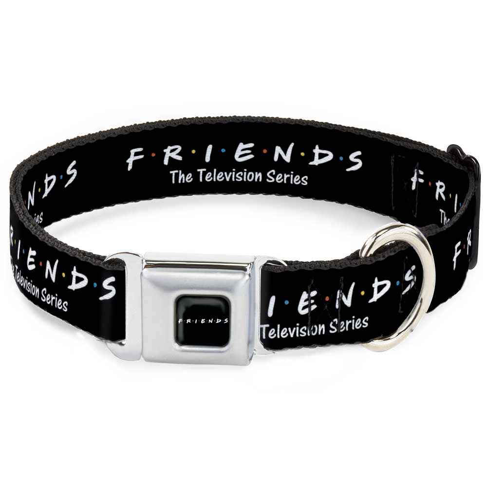 Buckle-Down Friends Logo Full Color Black/White/Multicolor Seatbelt Buckle Dog Collar - Friends-The Television Series Logo Black/White/Multicolor