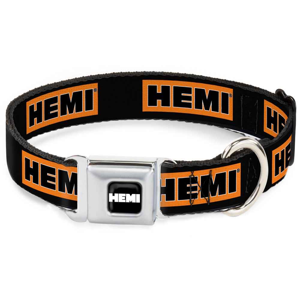 Buckle-Down Hemi Bold Full Color Black/Orange/White/Black Seatbelt Buckle Dog Collar - Hemi Bold Black/Orange/White/Black