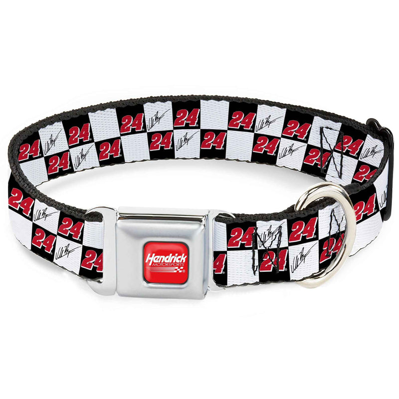 Buckle-Down Hendrick Motorsports Checker Logo Red/White & William Byron Autograph and #24 Checker Logo Seatbelt Buckle Dog Collar
