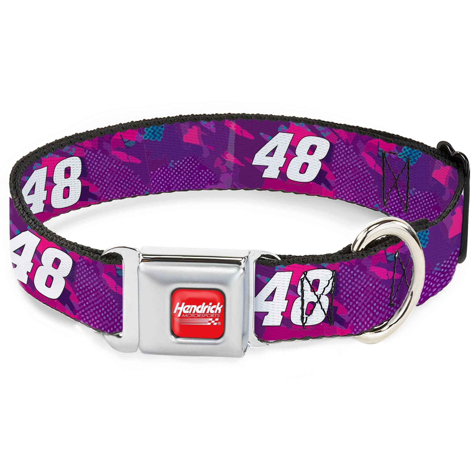 Buckle-Down Hendrick Motorsports Checker Logo Full Color Red/White Seatbelt Buckle Dog Collar - Alex Bowman #48 Car Scheme Purples/Pinks/White