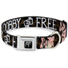 Harry Potter Logo Full Color Black/White Seatbelt Buckle Collar - DOBBY IS FREE/3-Dobby Poses Star Swirls Black/Gold/White