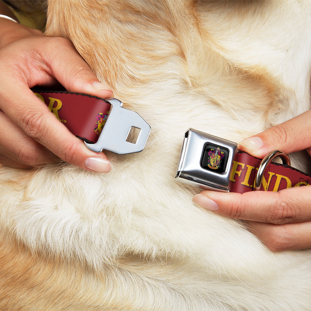 Gryffindor Crest Full Color Seatbelt Buckle Collar - Harry Potter GRYFFINDOR & Crest Black/Red