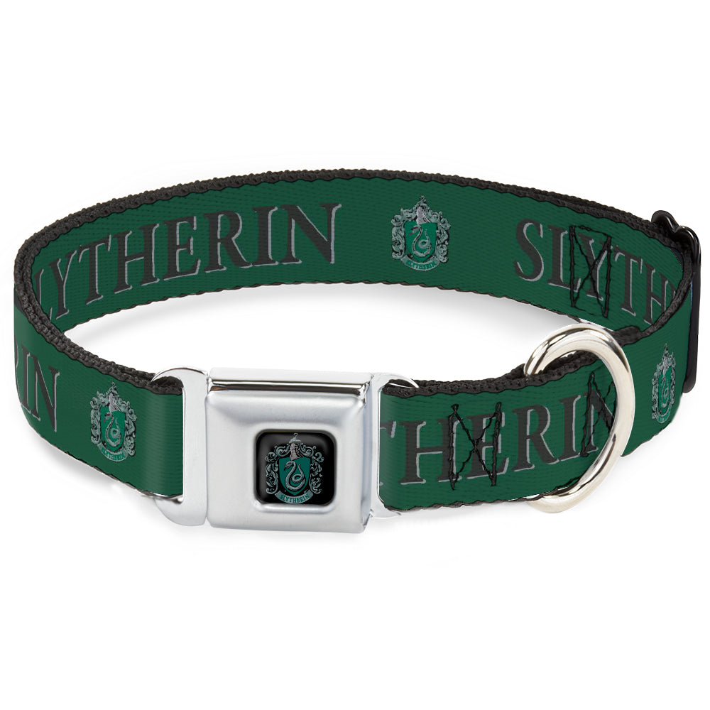 Slytherin Crest Full Color Seatbelt Buckle Collar - Harry Potter SLYTHERIN & Crest Green/Black
