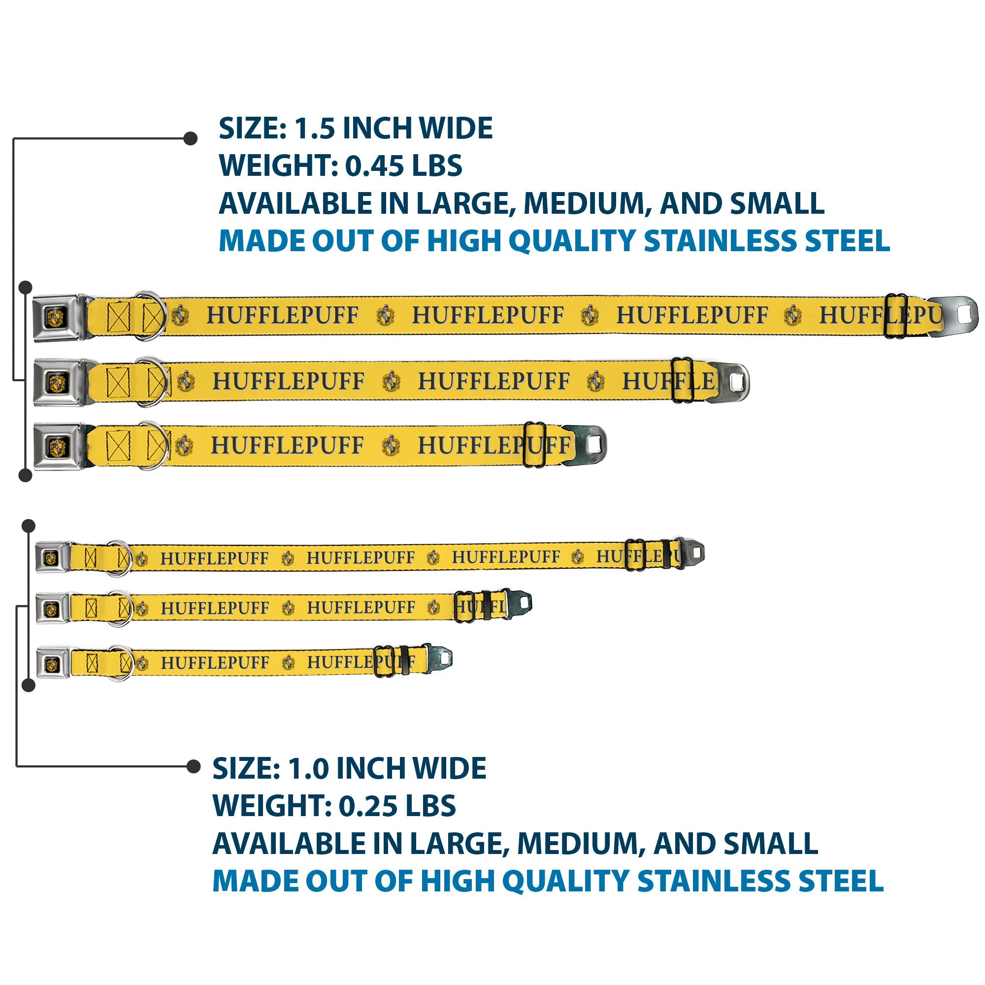 Hufflepuff Crest Full Color Seatbelt Buckle Collar - Harry Potter HUFFLEPUFF & Crest Yellow/Black