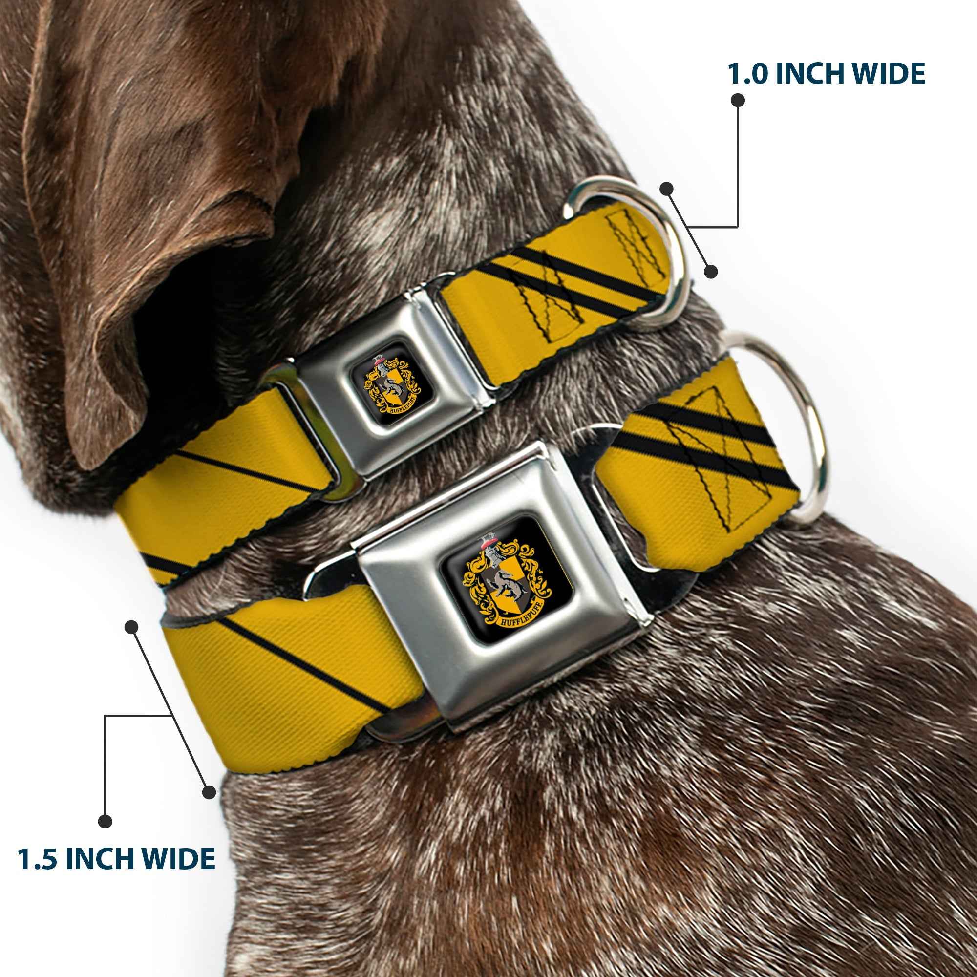 Buckle-Down Hufflepuff Crest Full Color Seatbelt Buckle Dog Collar - Hufflepuff Crest/Stripe Yellow/Black