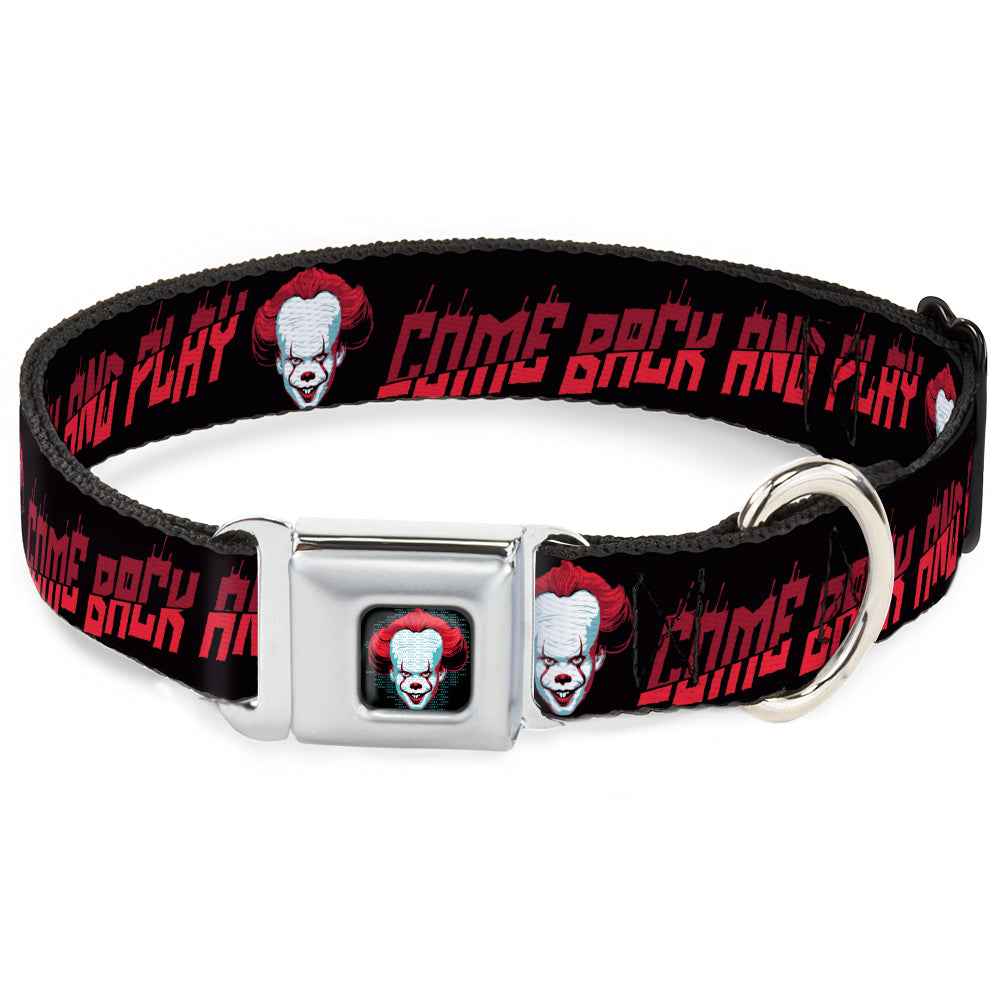 Buckle-Down It Chapter Two Pennywise Face Black/Reds/Blues & Come Back And Play Black/Reds Seatbelt Buckle Dog Collar