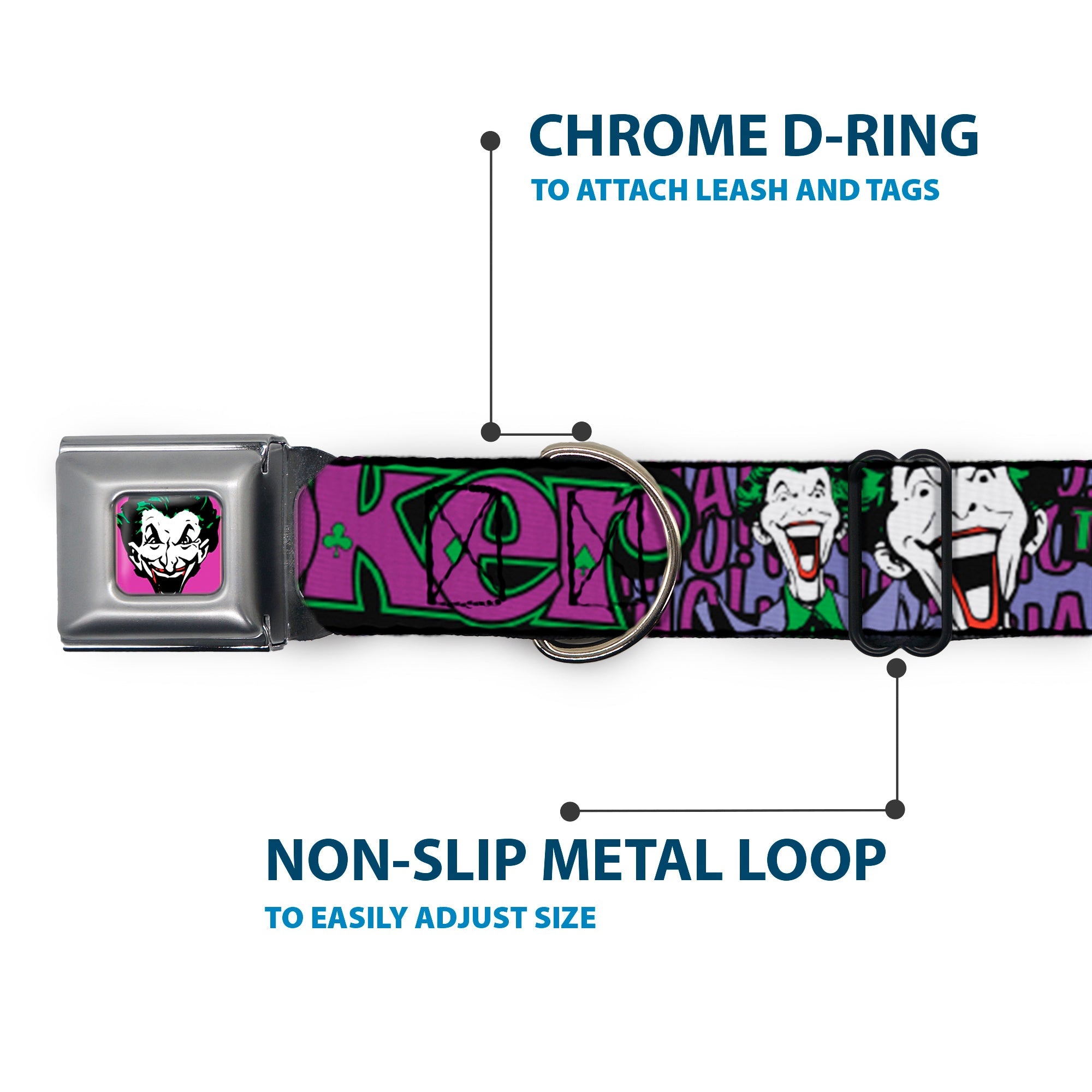 Dog Collar JKA-Joker Face - Joker Face/Logo/Spades Black/Green/Purple