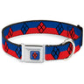 Harley Quinn Diamond Full Color Blue/Black/Red Seatbelt Buckle Collar - Harley Quinn Diamond/Stripe Red/Blue