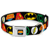 Buckle-Down DC Justice League Superhero Logos Black Seatbelt Buckle Dog Collar