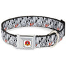 Looney Tunes Logo White Seatbelt Buckle Collar - Bugs Bunny Expressions Stacked White/Black/Gray