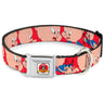Looney Tunes Logo Full Color White Seatbelt Buckle Collar - Porky Pig Expressions Red