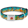 Looney Tunes Logo White Seatbelt Buckle Collar - Road Runner/Wile E. Coyote Scene1 Desert